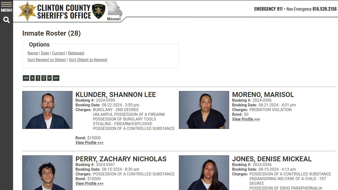 Inmate Roster - Page 2 Current Inmates Booking Date ...