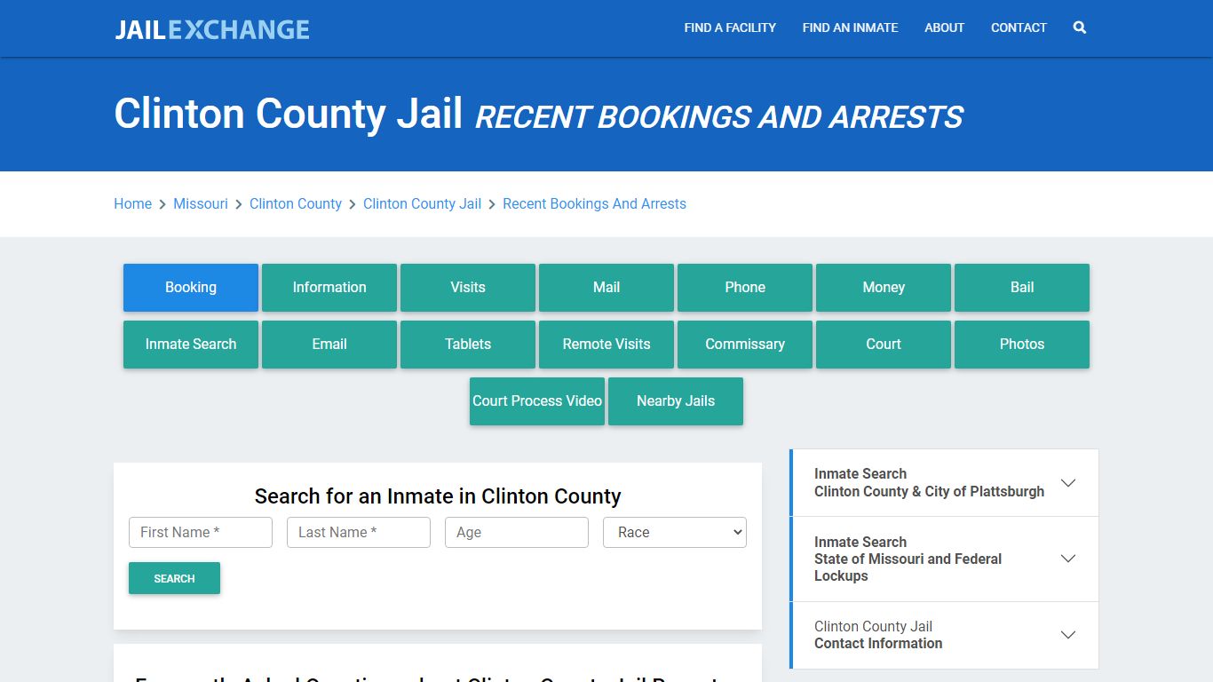 Clinton County Jail MO Recent Arrests and Bookings - Jail Exchange