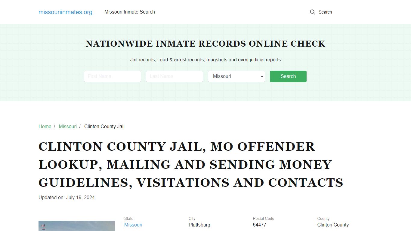 Clinton County Jail, MO: Inmate Search Options, Visitations, Contacts